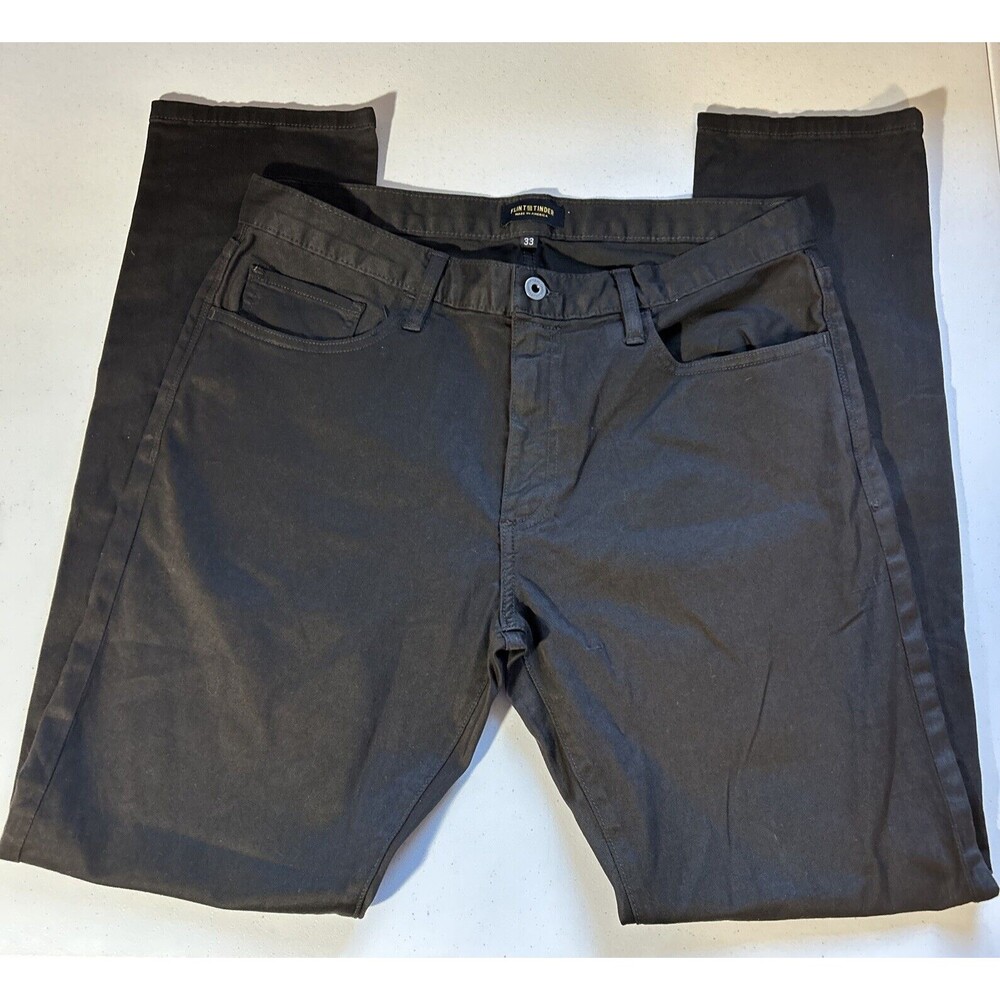 Flint and Tinder Men's 365 Tapered Pants Size 33x31 Brown 5 Pocket Style